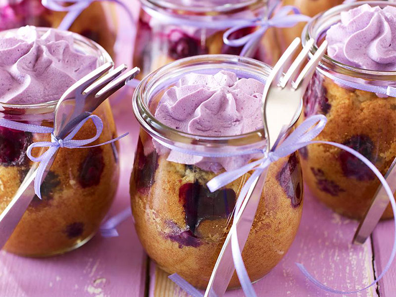 Heidelbeerkuchen im Glas