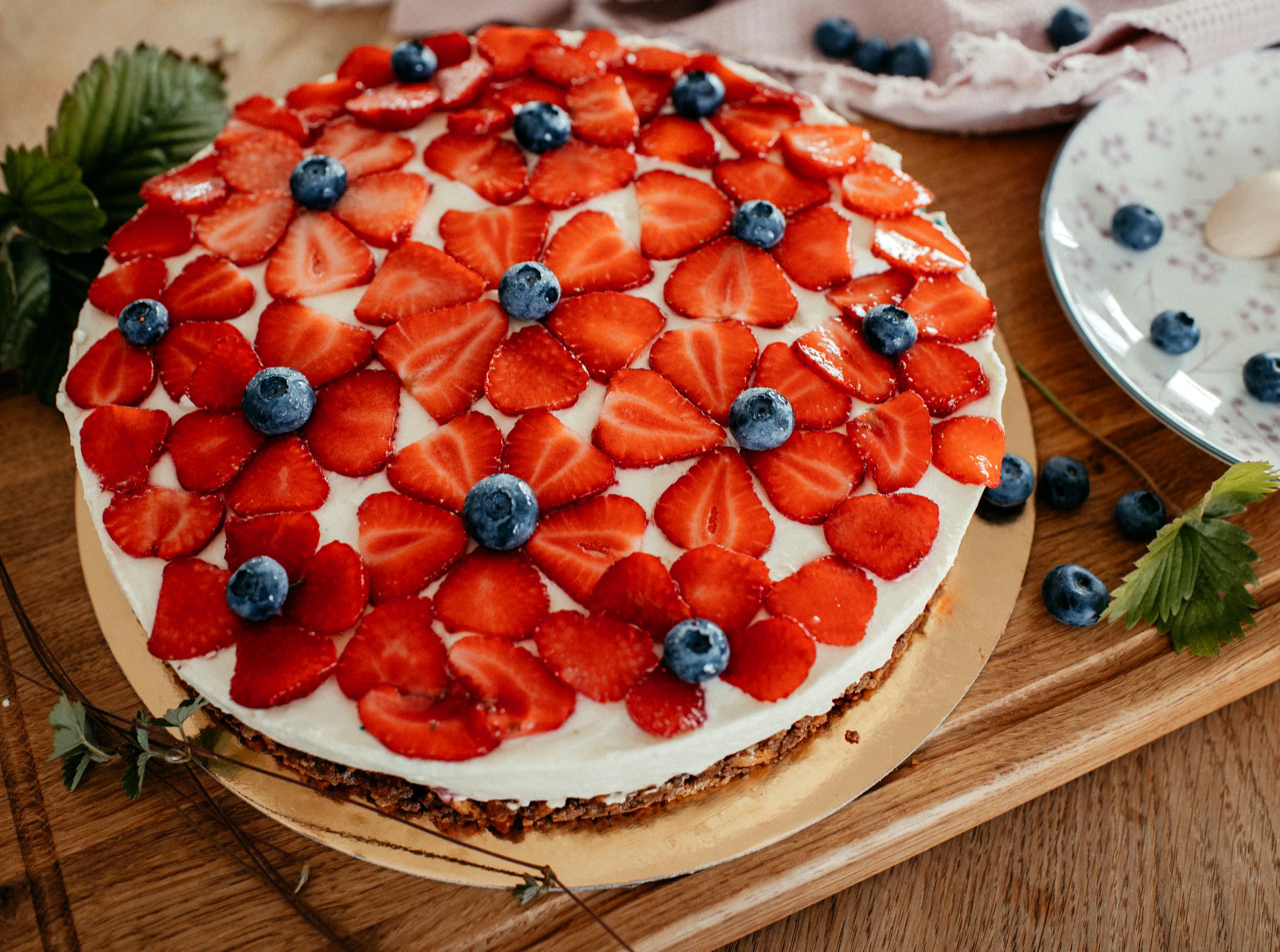 Erdbeerblumen-Kuchen